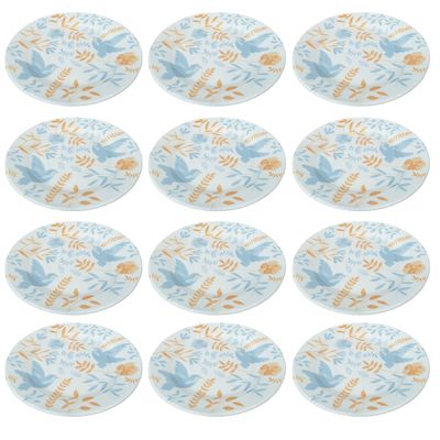 Prato de Sobremesa de Cerâmica Donna Bem-Te-Vi 18cm 12 Unidades - Biona 5409