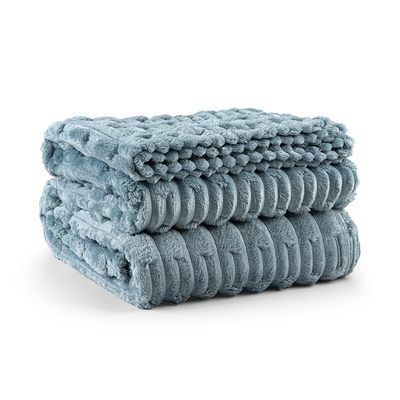 Cobertor Coberta Polar Queen 2,40x2,20 Manta Ultrasoft Alto Relevo Extra Macia Turmalina Azul