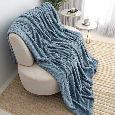 Cobertor Coberta Polar Queen 2,40x2,20 Manta Ultrasoft Alto Relevo Extra Macia Turmalina Azul