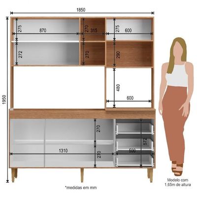 Armário De Cozinha Compacta Em Mdp Mel E Areia 1,95 X 1,85