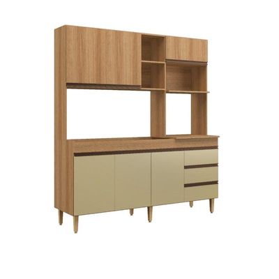 Armário De Cozinha Compacta Em Mdp Mel E Areia 1,95 X 1,85