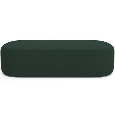 Cabeceira Cama Box King 195cm Lanna com Puff Recamier Doha W01  Suede Verde Musgo - Lyam Decor