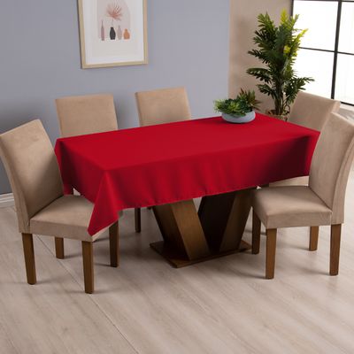 Toalha de Mesa Basic 1 Peça 2,50m x 1,40m 8 Lugares 100% Poliéster Tecido Oxford - Vermelho