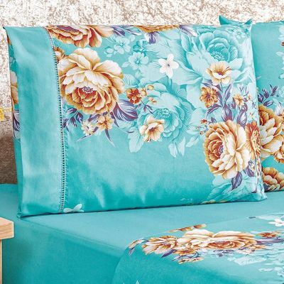 Jogo De Cama Estampado Micropercal 200 Fios Naturale Solteiro 03 Peças - Jasmine