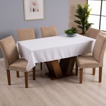 Toalha de Mesa Basic 1 Peça 2,00m x 1,40m 6 Lugares 100% Poliéster Tecido Oxford - Branco