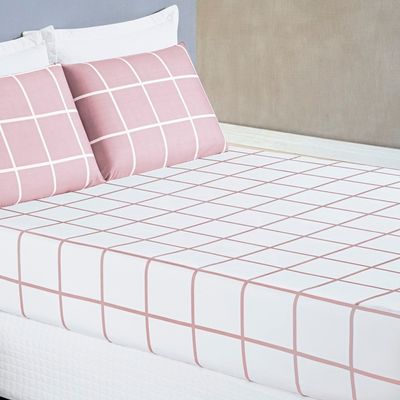 Jogo de Cama Lençol 200 Fios Austin Queen 03 Peças - Rosa