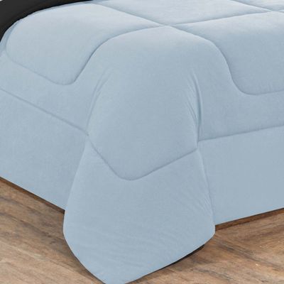 Edredom Malha 100% Algodão Gran Moratta 1 Peça Queen - Azul Bebê/Preto