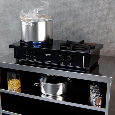 Fogão Industrial 2 Bocas Dako Com Chama Dupla E Pés Preto