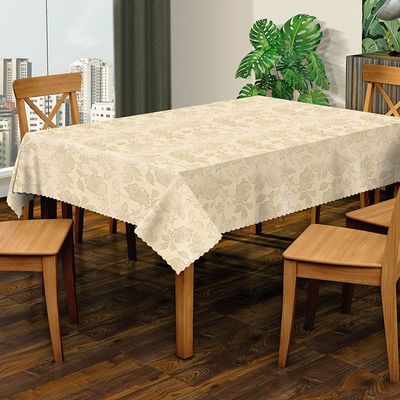 Toalha Mesa Salehtex Térmica Jacquard 1,38m x 2,00m  Bege