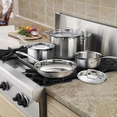 CONJUNTO CUISINART DE PANELAS MULTICLAD PRO 7 PEÇAS EM AÇO INOX MCP-7NP1