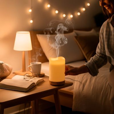 Difusor Umidificador Formato Vela Luz LED RGB Aroma - Ambiente Mágico e Relaxante