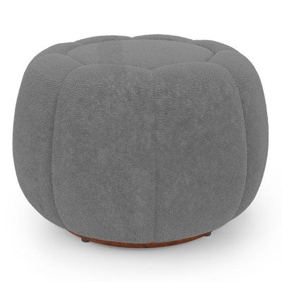 Puff Decorativo Estilo Abóbora Orgânico Shell Bouclê Cinza Escuro - Desk Design