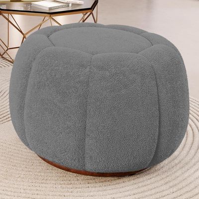 Puff Decorativo Estilo Abóbora Orgânico Shell Bouclê Cinza Escuro - Desk Design