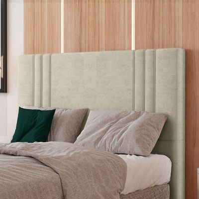 Cabeceira Estofada Queen 160 Cm Diamante Veludo Bege