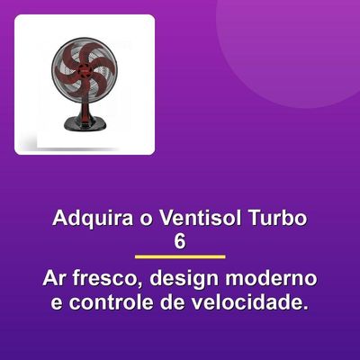 Ventisol Ventilador Mesa Turbo 6 40cm Vermelho 127v