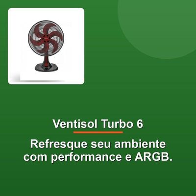 Ventisol Ventilador Mesa Turbo 6 40cm Vermelho 127v