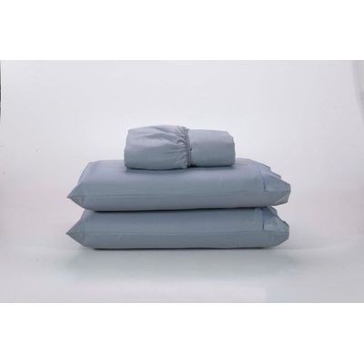 Jogo Lençol 400 Fios Ponto Palito Cama Solteiro 2Pçs Poliéster - Cinza