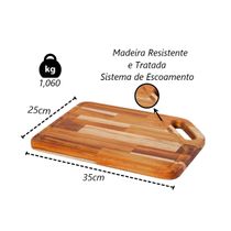 Tábua de Corte Chanfrada Madeira Legumes Churrasco 25x35cm
