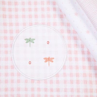 Kit Cueiro Bebê Manta Bordados Libélula Rosa Papi 80 x 80Cm