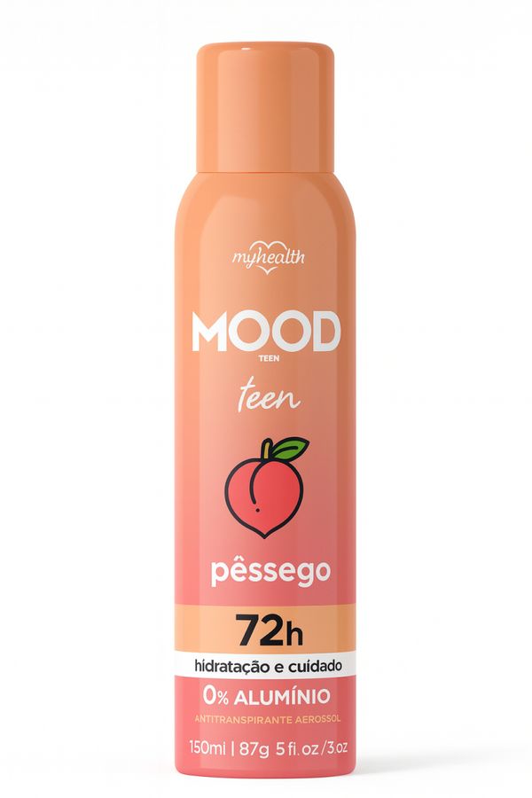 Desodorante Antitranspirante Mood Teen Pêssego 72h 150ml Sem Alumínio Aerosol
