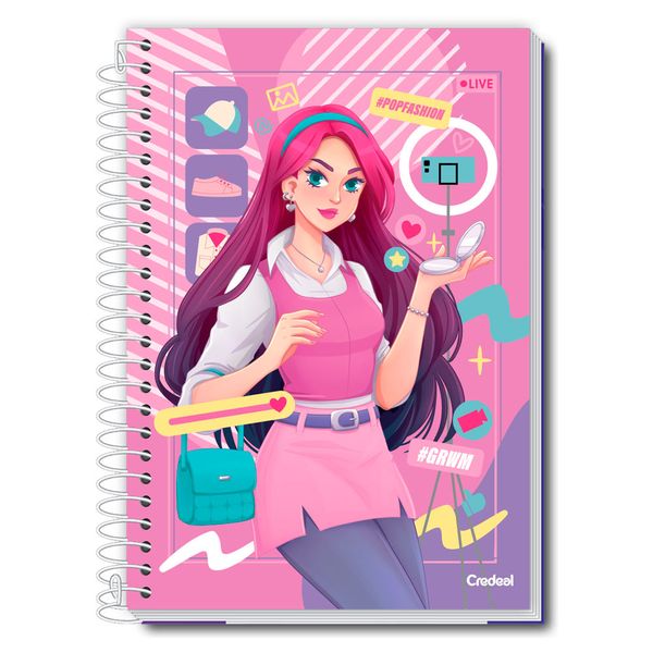 Caderno Universitário Feminino Pop Fashion 280F/20 Matérias Credeal Caderno Universitário Feminino Pop Fashion 280F/20 Matérias Credeal