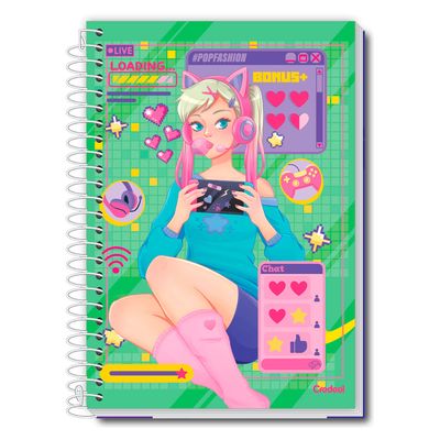 Caderno Universitário Feminino Pop Fashion 280F/20 Matérias Credeal