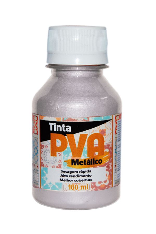 Tinta Pva Glitter Metálica com 100ml Prata