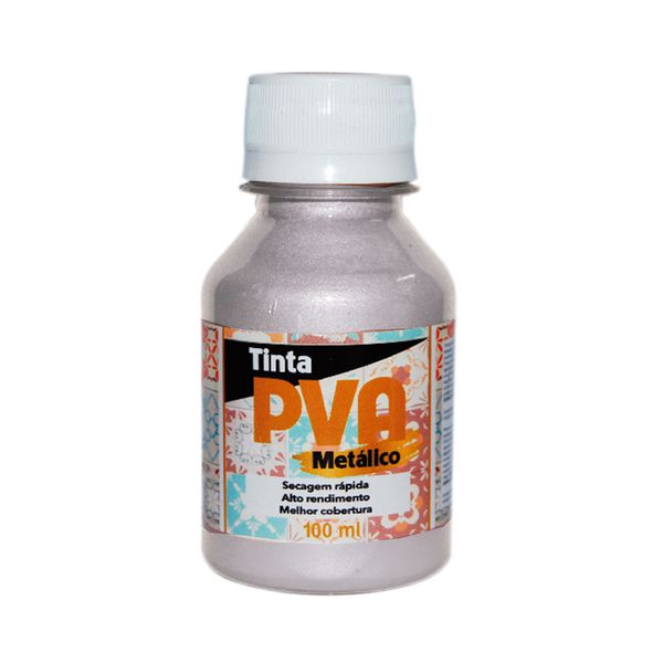 Tinta Pva Glitter Metálica com 100ml Prata