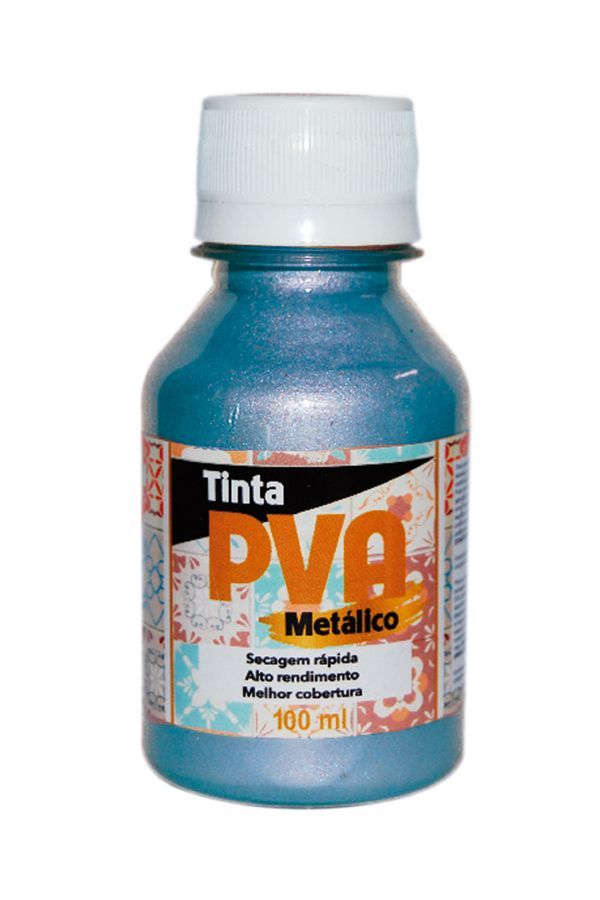 Tinta Pva Glitter Metálica com 100ml Azul