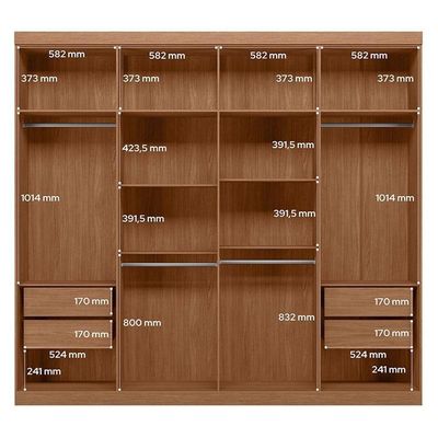 Guarda Roupa Casal 8 Portas 4 Gavetas Master New Com Espelho Jatobá Acetinado - Santos Andirá