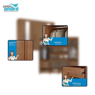Guarda Roupa Casal 8 Portas 4 Gavetas Master New Com Espelho E Pés Jatobá Acetinado - Santos Andirá