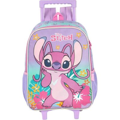 Mochila Infantil Stitch Angel Rodinhas + Costas Luxcel