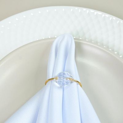 Kit 50 Anéis Para Guardanapos 4cm x 3cm Cristalino Argola Metal Mesa Posta - Dourado