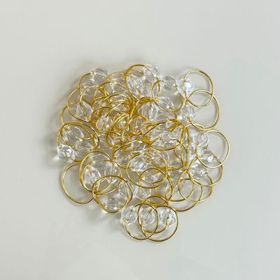 Kit 50 Anéis Para Guardanapos 4cm x 3cm Cristalino Argola Metal Mesa Posta - Dourado