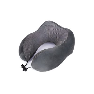 Almofada Travesseiro Pescoço Viagem Fecho Ajustável - Ergonômica com Espuma Viscoelástica Cor:Cinza