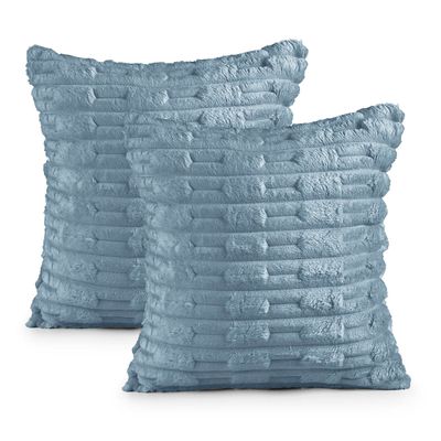 Kit 2 Capas de Almofada Polar Manta Ultrasoft com Ziper Decorativa Sofá Sala Quarto Azul Turmalina
