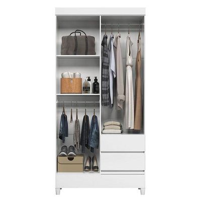 Guarda Roupa Solteiro 4 Portas Com Pés Fit Branco Brilho - Santos Andirá