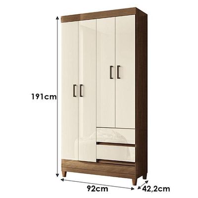 Guarda Roupa Solteiro 4 Portas Com Pés Fit Jequitibá Off Acetinado - Santos Andirá