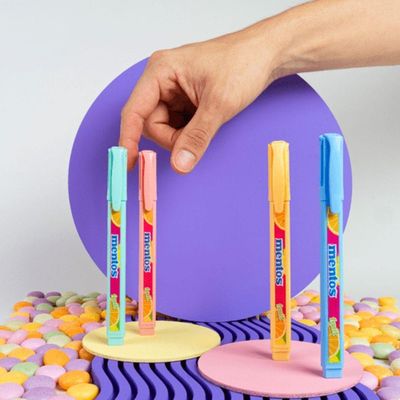 Marca Texto Mentos Com Cheirinho Destaq 4 Cores Pastel Compactor