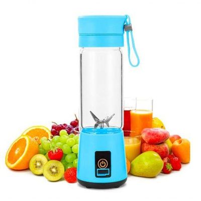 Liquidificador Portátil Recarregável 6 Lâminas 380ml Azul