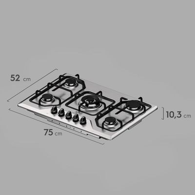 Cooktop À Gás Electrolux 5 Bocas KE5XC Multi Chama Mesa Inox Bivolt