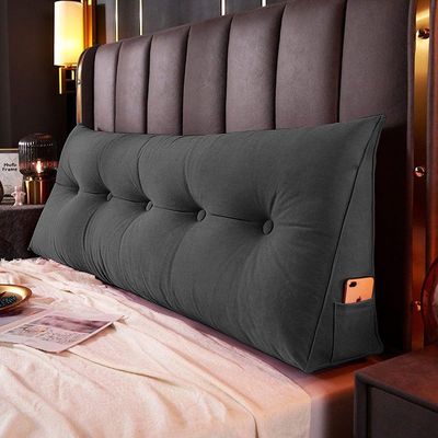 Almofada Para Cabeceira Encosto Apoio Lombar Spot 160cm Com Porta Celular Suede - Abmaza Cor Cinza