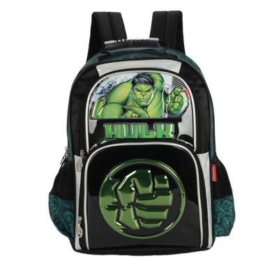 Mochila Costas Vingadores Hulk Verde Herói Menino Escolar Infantil Luxcel