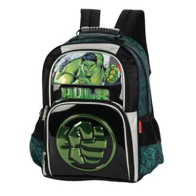 Mochila Costas Vingadores Hulk Verde Herói Menino Escolar Infantil Luxcel