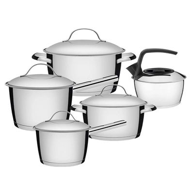 Jogo Panelas 4 Peças + Chaleira Allegra Aço Inox Tramontina