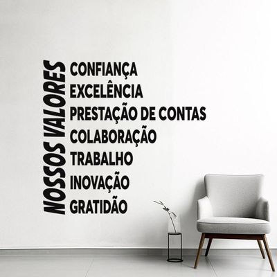Adesivo Parede Corporativo Nossos Valores Empresa Escritório 95x90cm Cor Preto