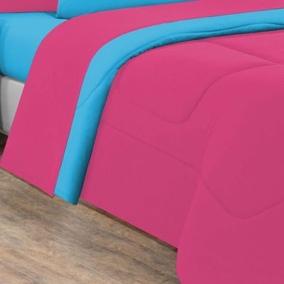 Edredom Malha 100% Algodão Gran Moratta 1 Peça Casal - Pink /Azul Turquesa