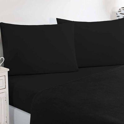 Jogo De Cama Malha Lençol 100% Algodão Gran Moratta 4 Peças Queen - Preto/Preto