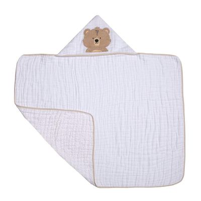 Toalha De Banho Soft Capuz Bordado Urso Ted Papi