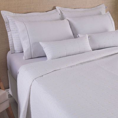Kit Cobre Leito King + Almofada 5 Peças Bordado Urbany Hipercal 400 Fios 100% Poliéster - Branco